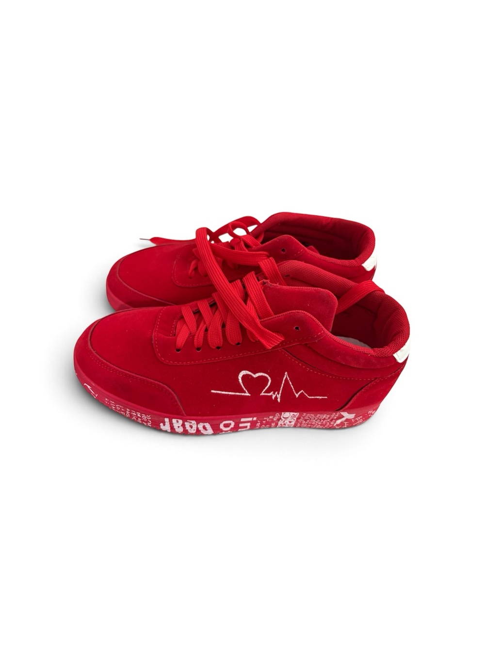 Kids Red Heart-Graphic Sneakers